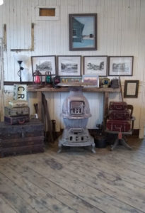 Machias Bay Area Chamber of Commerce office has the Station 1898 original woodstove on display"